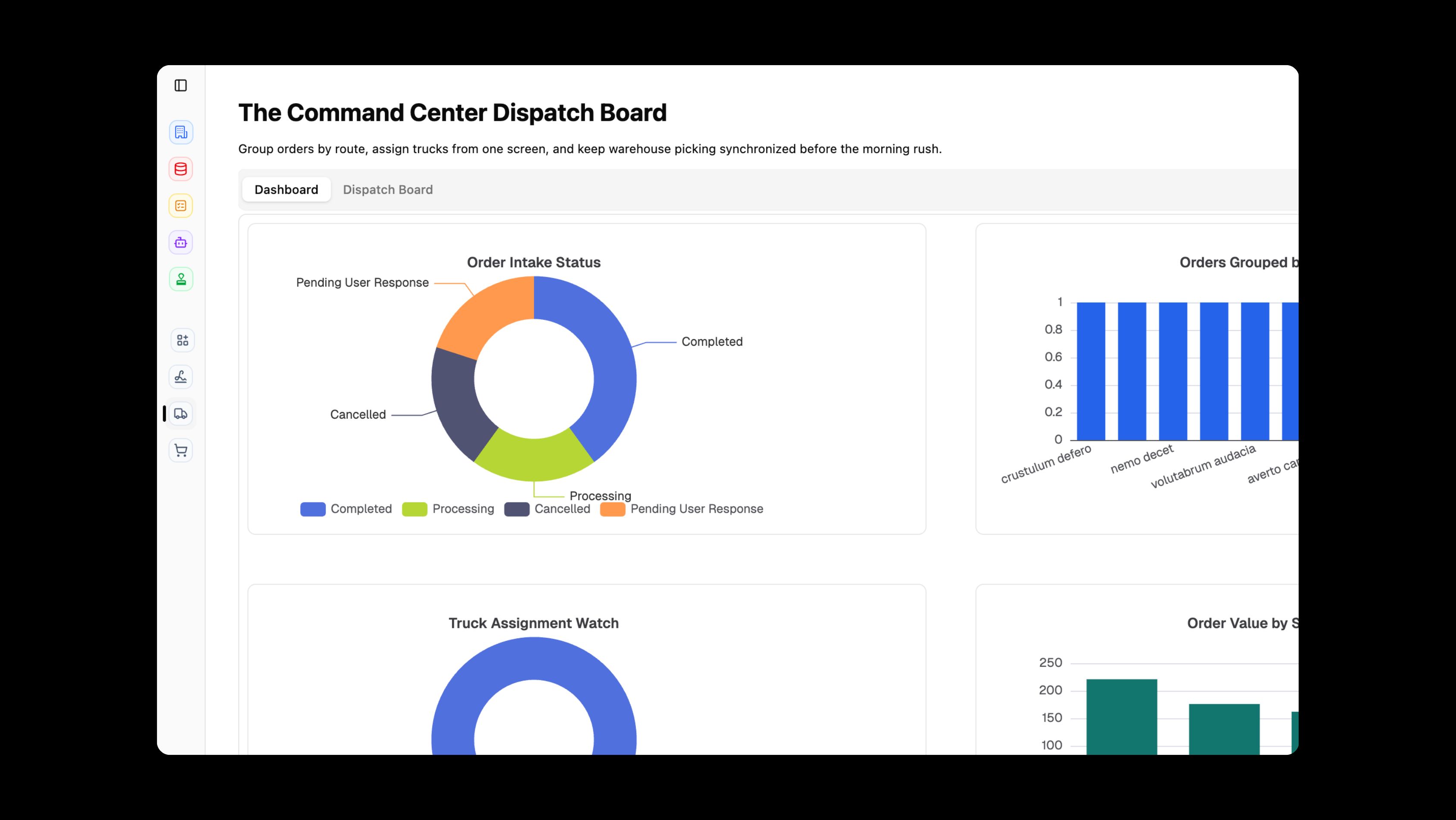Custom Apps workspace showing internal app navigation and dashboards